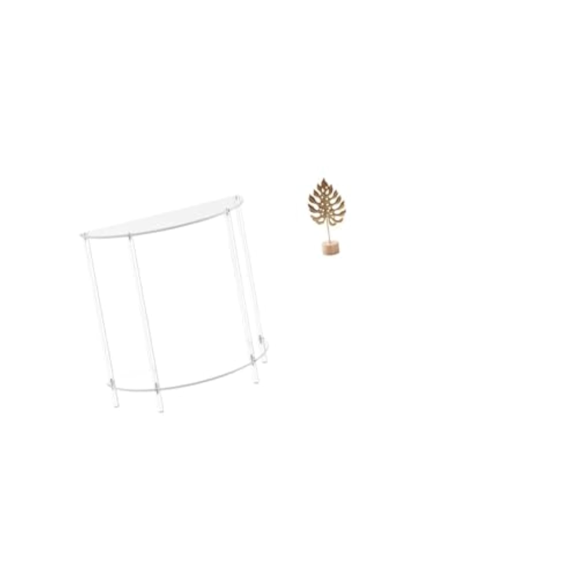 Acrylic Leaf Side Table with Metal Leaf Sculpture, Home Decor